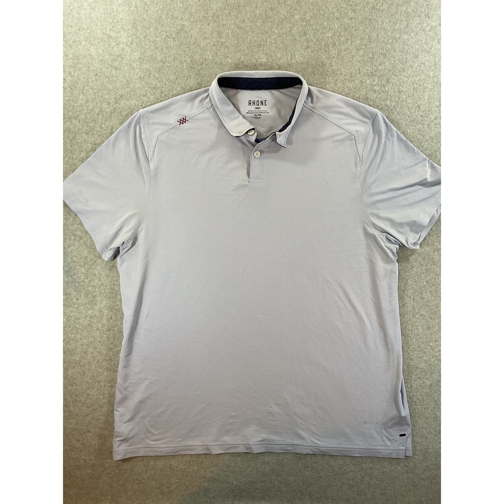 Rhone Delta Pique Polo Shirt Mens XL Light Blue Stripe Short Sleeve 100370 #565